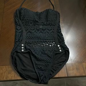 Black bathing suit lace